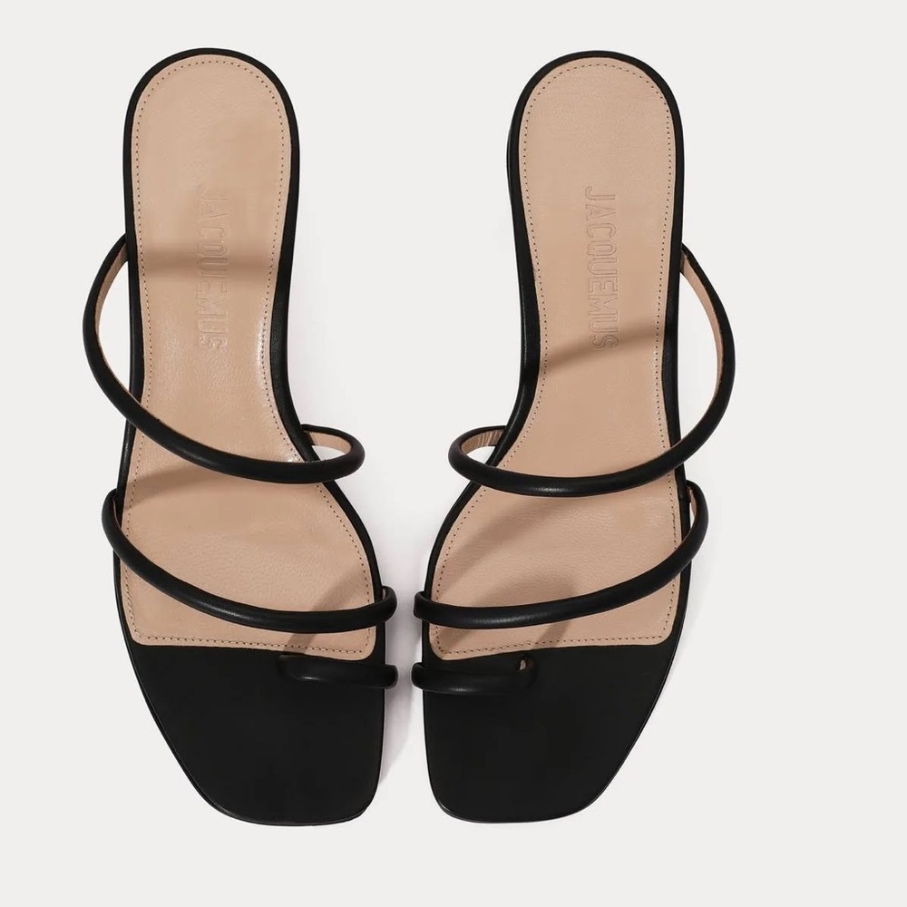 JACQUEMUS • Les Noli Black Statement Heel Strappy Sandals - Picture 9 of 16